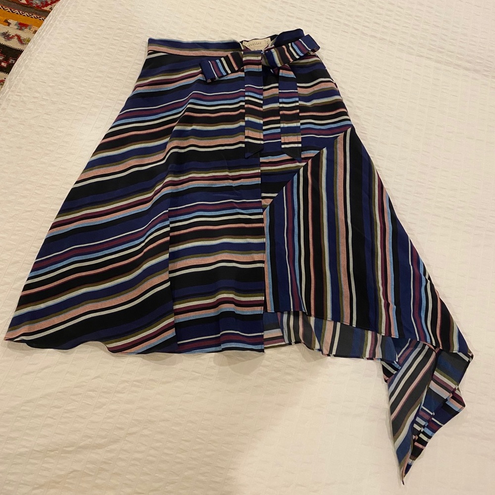 Nicole Miller Asymmetrical Striped Circle Skirt
